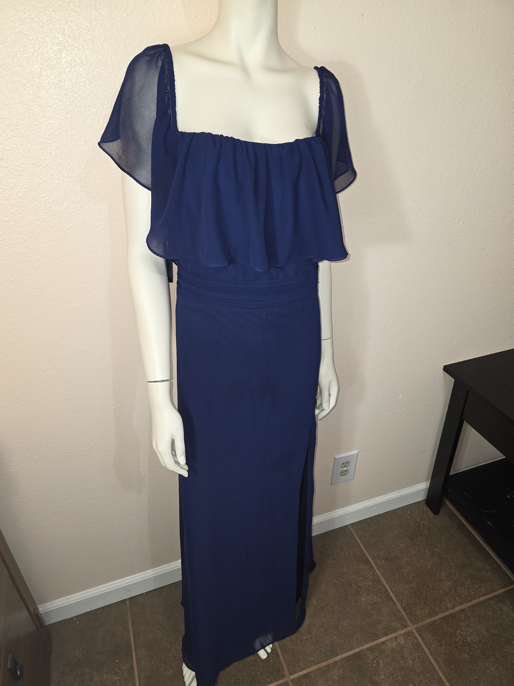 Ever Pretty Navy Blue High-Low Ruffle Gown - Picture 6 of 7